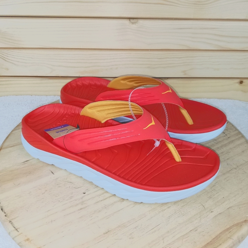 Hoka One One Ora Recovery Flip Flops Men's 14 US Fiesta Amber Yellow NEW